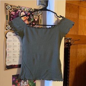 •Off Shoulder Green Top
•Hollister 
•Small